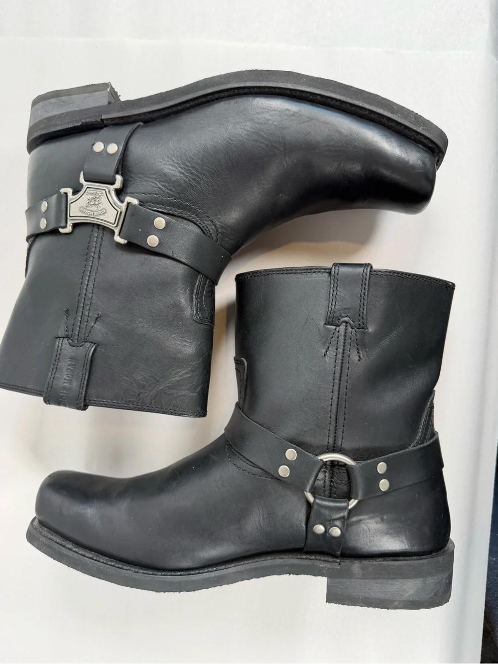 Eddie Moran Men’s Harness Boots Size 14 EE 76019W Black Leather Motorcycle Biker
